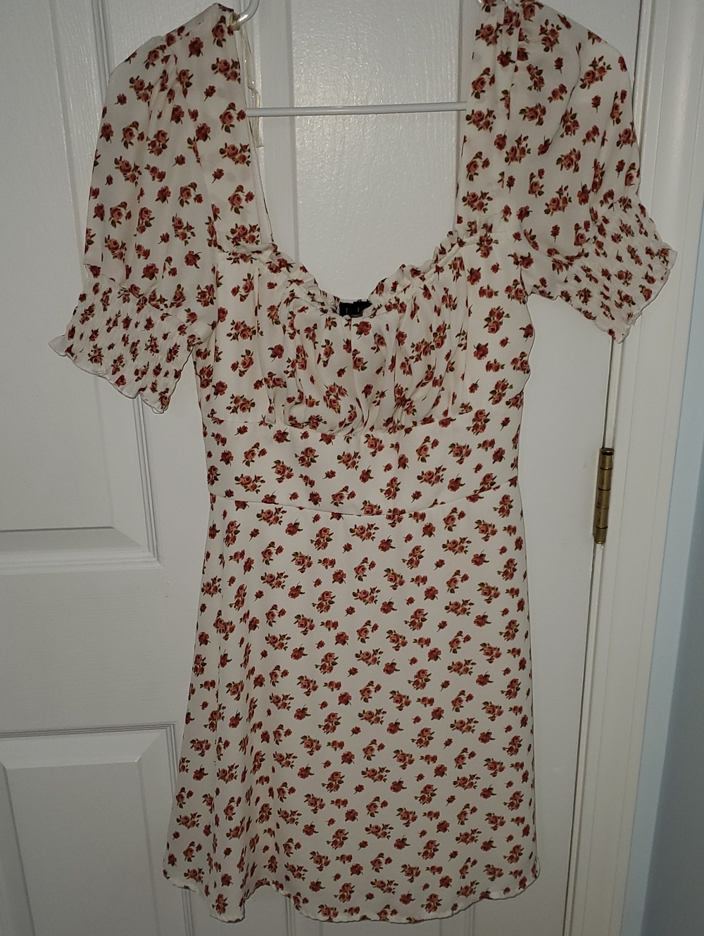 Trixxi White Mini Dress Red Floral Pattern